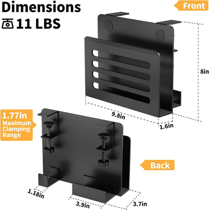 3-in-1 Under Desk Organizer – Laptop Holder, Headphone Hook & Cable Management Tray, Clamp-On Steel Storage for Desk Accessories, No Drilling Installation, Anti-Slip Design
