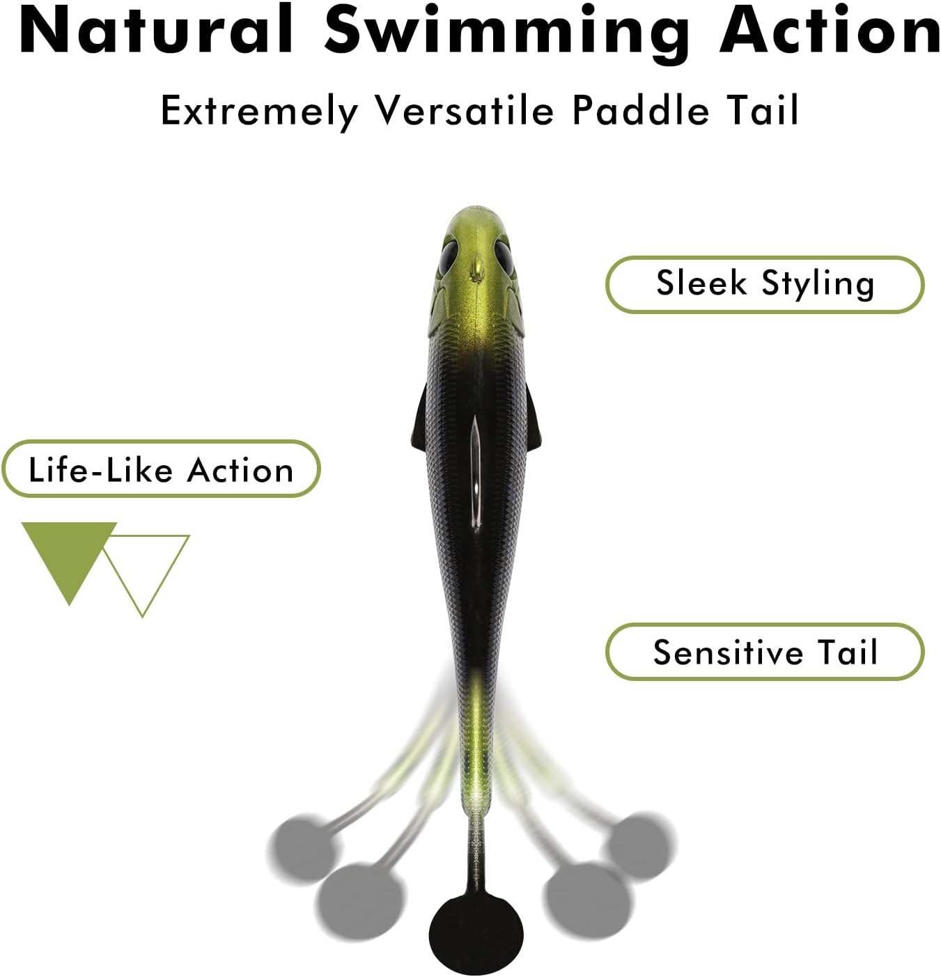 TRUSCEND Easy Catch Pre-Rigged Soft Lures, Unique Vibrating Swim Action and Trembly Sinking Move for More Bites, Amazing Soft Swimbait for Family Fishing, Fishing Lures for Bass Trout Crappie Walleye