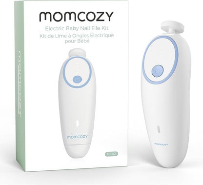 Momcozy Baby Nail File Electric, Gentle Baby Nail Trimmer Electric, Baby Nail Clipper with Night Light, 7 Grinding Head Replacement Pads, Green