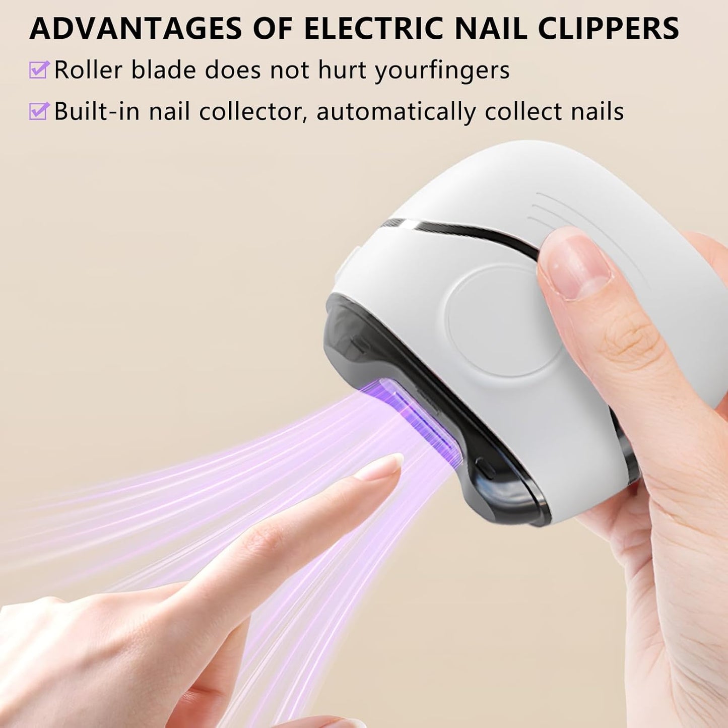 Electric Nail Clipper, Baby Nail Grinder, 2in1 Automatic Nail Clippers File Electric for Baby, Elderly(White)