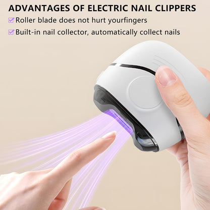 Electric Nail Clipper, Baby Nail Grinder, 2in1 Automatic Nail Clippers File Electric for Baby, Elderly(White)