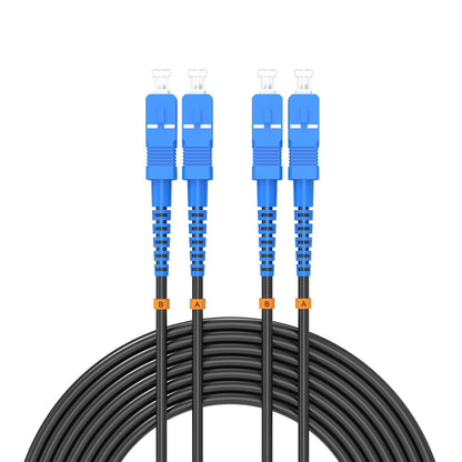 Buacoz 200 Meters LC to LC UPC Outdoor Armored Fiber Patch Cable, 9/125um Single Mode Duplex Fiber Optic Internet Cables, Jumper Optical Patch Cord, (200M/656ft), TPU Black