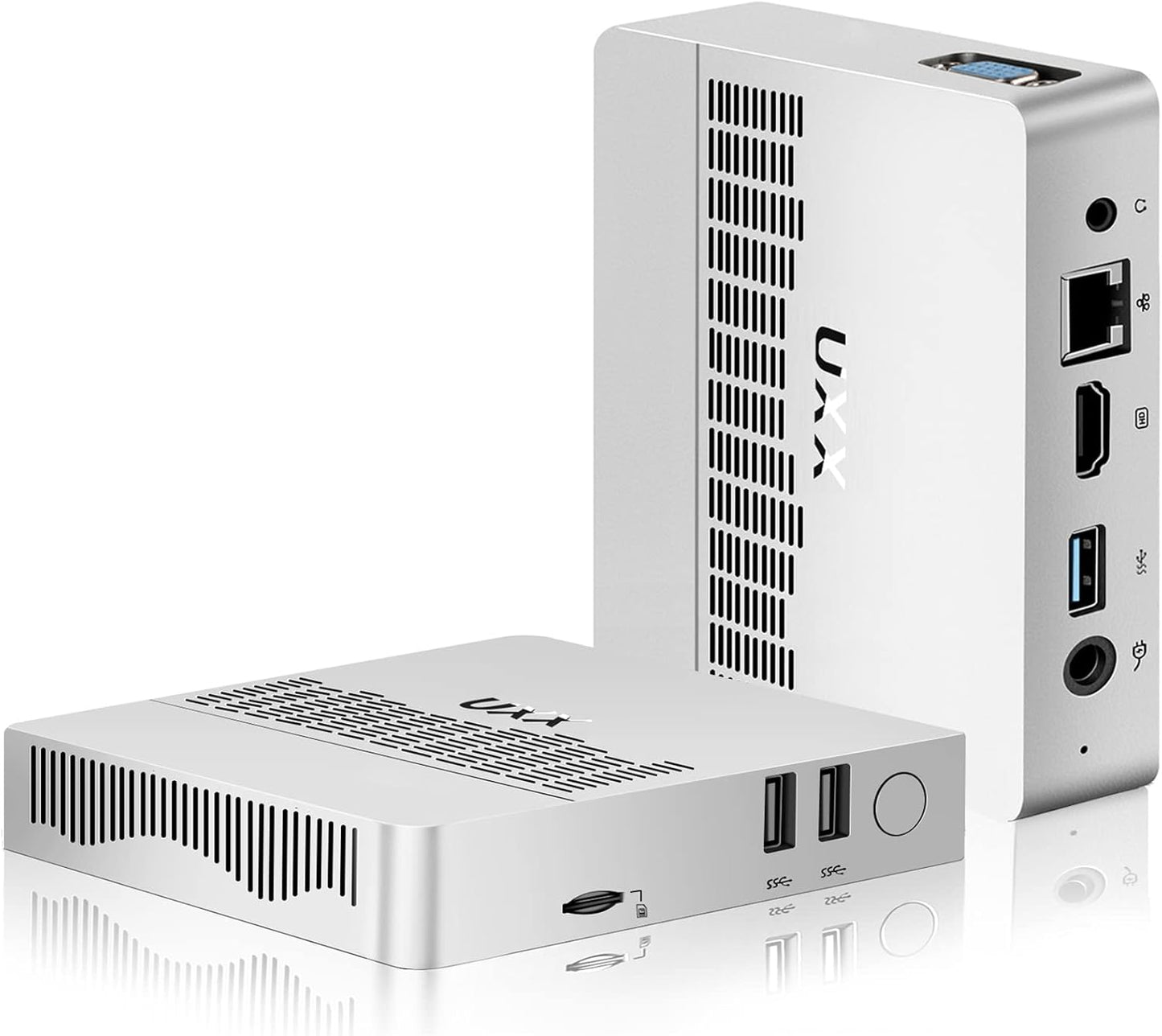 2025 Newest Mini PC Support 512GB/2TB M2 SSD Expansion, Celeron N3350 6GB RAM/64GB eMMC Micro PC, Business Mini Computer 4K HD+VGA Dual Display, BT, 2.4/5G WiFi, USB 3.0, LAN（Silver）