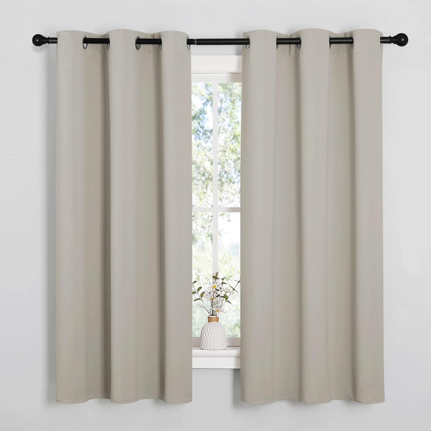 NICETOWN Blackout Curtains 2 Panels for Bedroom- Thermal Insulated Grommet Blackout Curtains 63 Inches Long for Living Room/Kitchen Rideaux occultants (2 Panels, W42 x L63 -Inch,Grey)