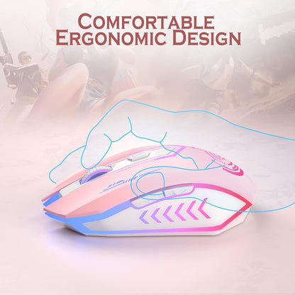Wireless Gaming Mouse Up to 10000 DPI, UHURU Rechargeable USB Wireless Mouse with 6 Buttons 7 Changeable LED Color Ergonomic Programmable MMO RPG for PC Laptop, Compatible with Windows Mac