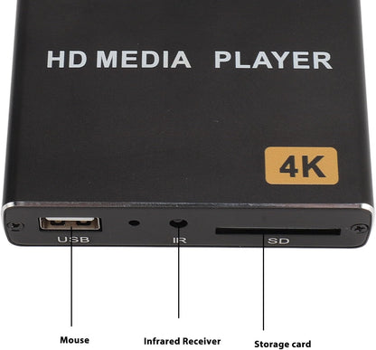 HDMI Media Player, 4K HD Digital Media Player for 4K TV Video, H.265 MP4 MKV Videos MP3 Music JPG Photos PPT, 7.1 Surround Sound, Dual USB Ports (US Plug)