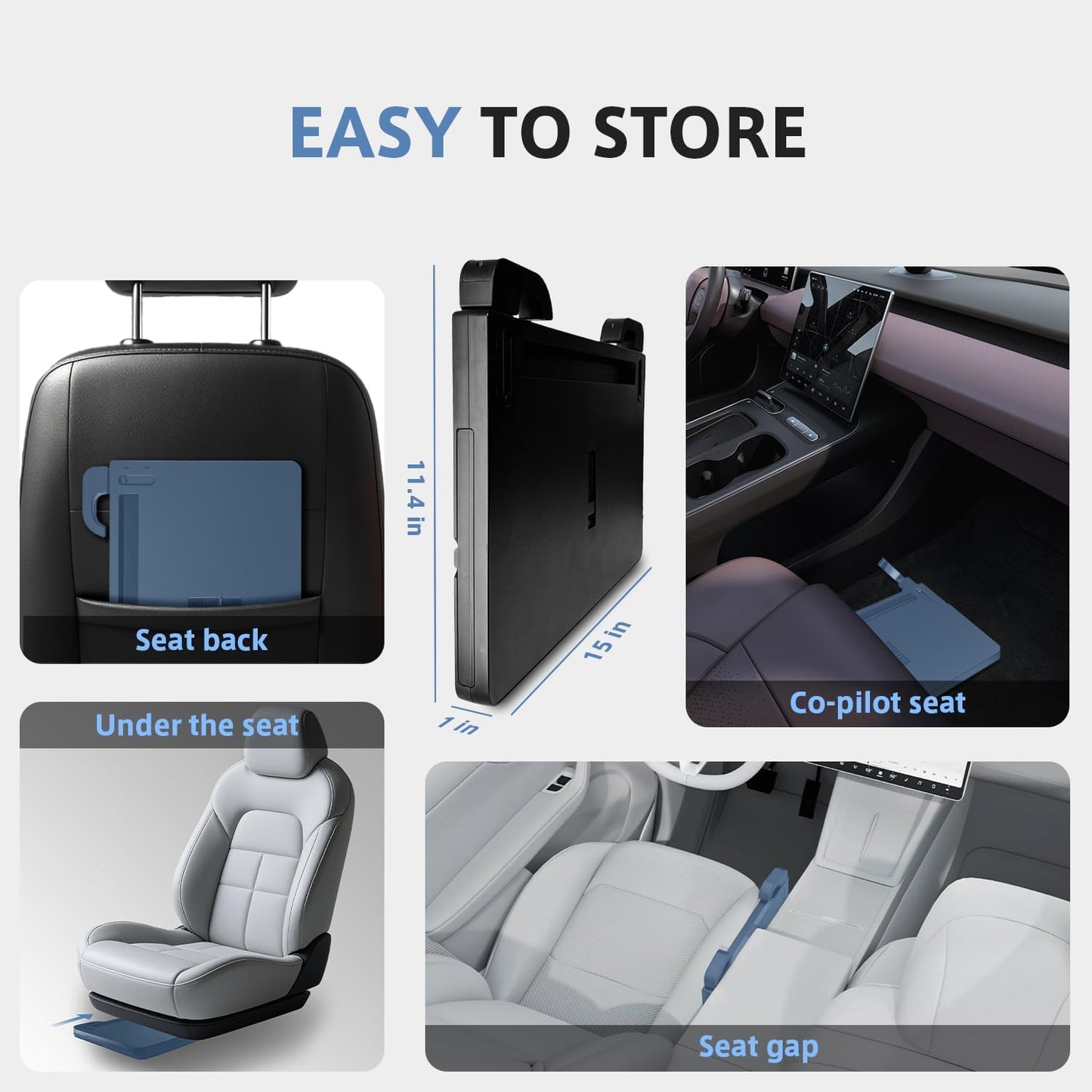 Steering Wheel Tray | Adjustable Car Desk for Laptop & Food Tray with Phone Stand and Storage Drawers