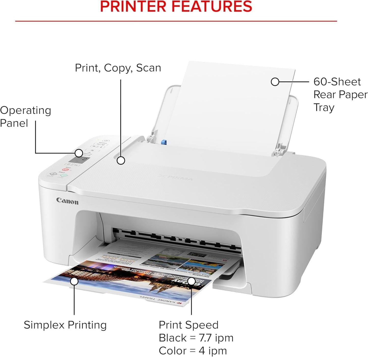 Canon PIXMA TS3720 Wireless All-in-One Printer - White