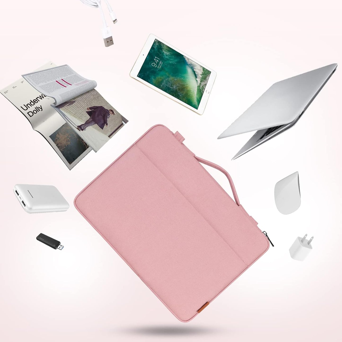 DOMISO 15.6 Inch Laptop Bag Cover Waterproof Shockproof Notebook Sleeve Case Shoulder Bag Protective Cover for 15.6" HP 15/ThinkPad E575/Lenovo IdeaPad S510,Black