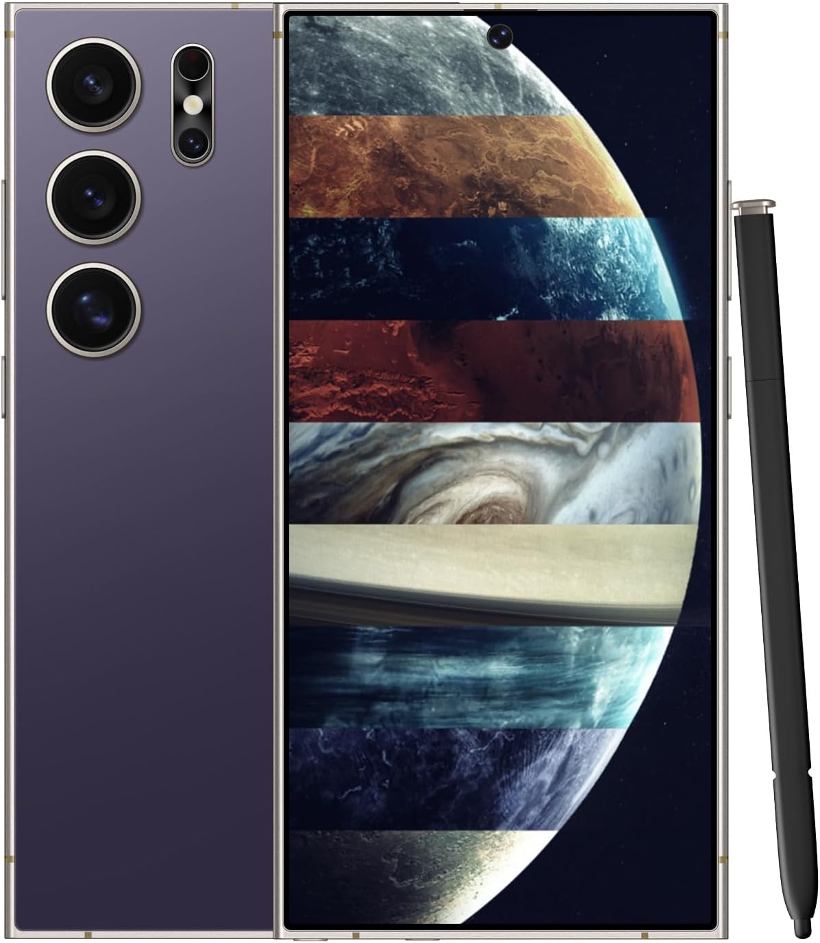 Unlocked Cell Phones Smartphone Unlocked Phones 8+256GB 6.8" HD Screen Dual SIM 108MP+48MP Camera and Built-in Pen (Violet)