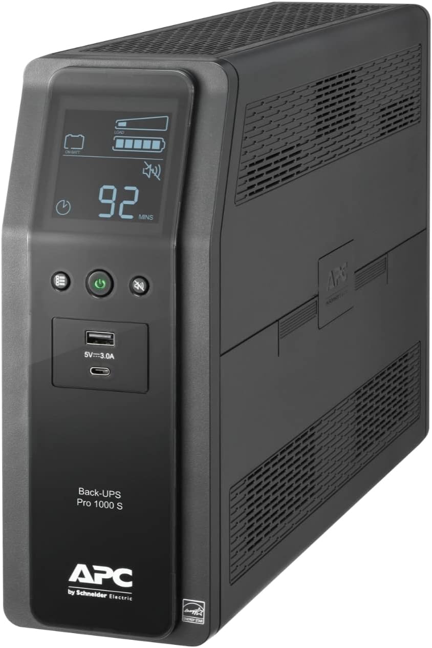 APC BR1000MS Sine Wave UPS Battery Backup & Surge Protector, 1000VA, Backups Pro, Black