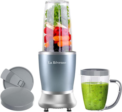 La Reveuse Personal Size Blender 250 Watts Power for Shakes Smoothies Seasonings Sauces with 1 Piece 15 oz Cup,1 Piece 10 oz Mug,BPA Free (Black)