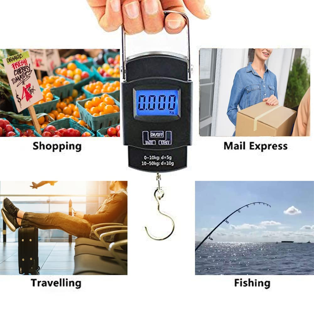 Luggage Scale with Battery Automatic Reading, Many Ways of use, Accurate Numbers, The Perfect Multifunctional Scale, a Good Helper for Your Travel and Fishing