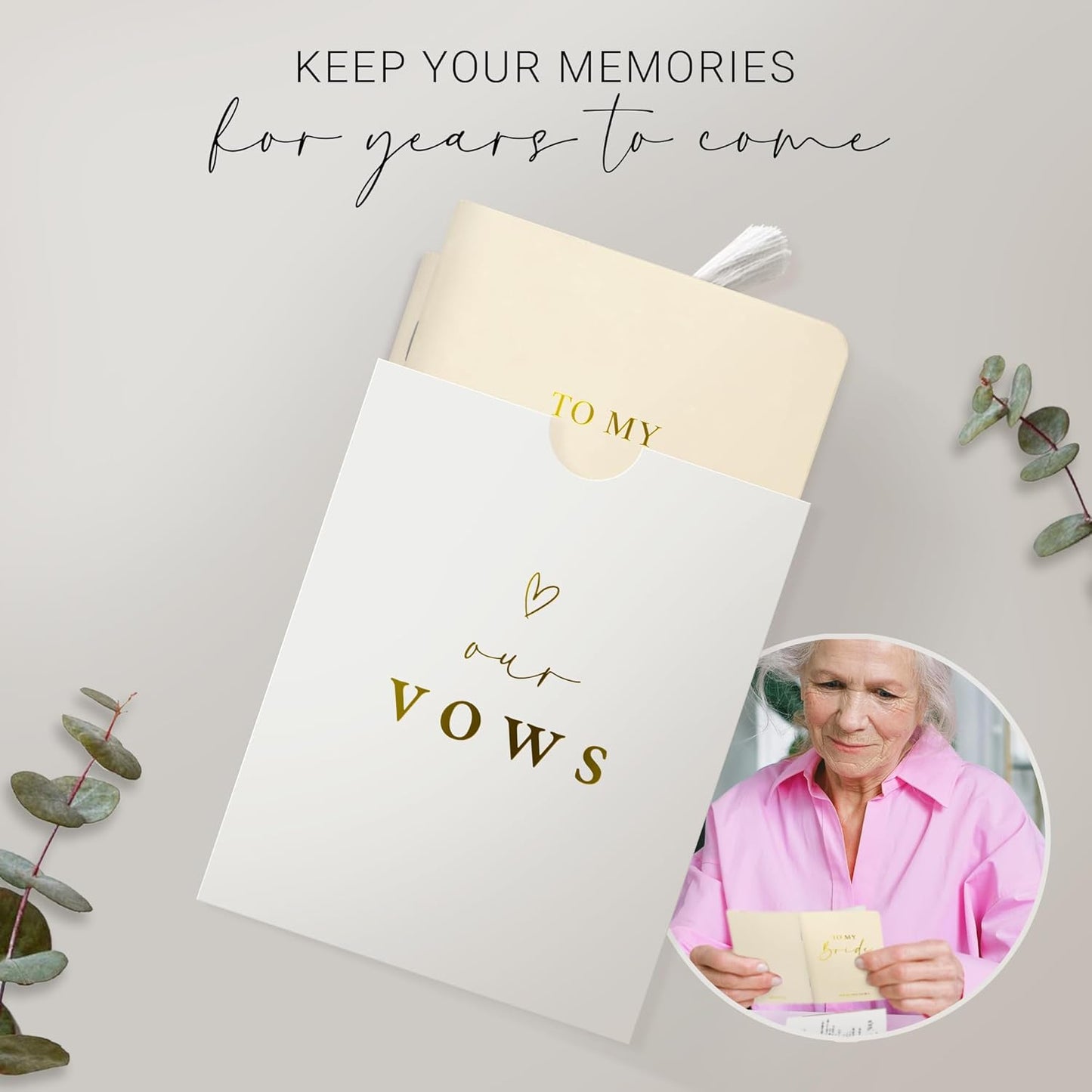 Wedding Vow Books His and Hers, Gold Foil Lettering & Keepsake Sleeve, Wedding Day Essentials, Beautiful His and Hers Gifts for The Bride and Groom (Cream & Cream)