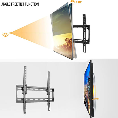 PrimeCables Low Profile Tilt TV Wall Mount Bracket for 26-55 Inch LED, LCD, OLED, Plasma Flat Screen TVs with VESA 400x400mm Up to 88lbs