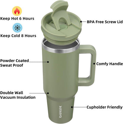 BJPKPK Tumbler with Handle and Straw 30oz Insulated Tumbler Cups with Lid Stainless Steel Travel Coffee Mug,Indigo Black