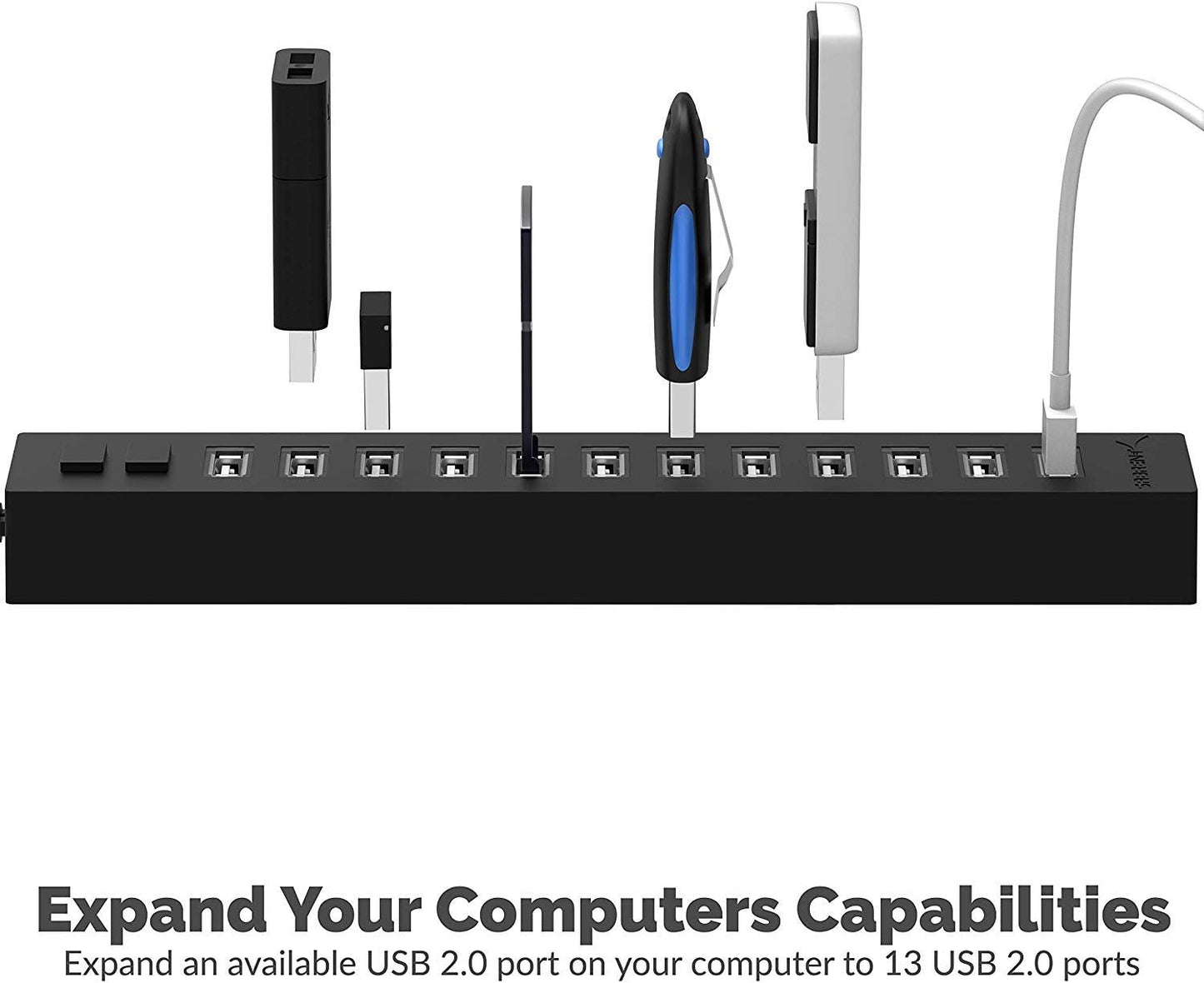 SABRENT USB hub, USB Adapter 2.0, 4 Port USB Extension with ON/Off switches, Multiple USB Splitter for SSD, PS4 PS5, PlayStation 5, Laptop, PC, Printer, MacBook, USB Stick, Notebook (HB-UMLS)