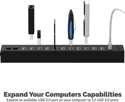 SABRENT USB hub, USB Adapter 2.0, 4 Port USB Extension with ON/Off switches, Multiple USB Splitter for SSD, PS4 PS5, PlayStation 5, Laptop, PC, Printer, MacBook, USB Stick, Notebook (HB-UMLS)
