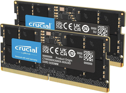 Crucial 128GB Kit (2X64GB) DDR5 RAM 5600MHz (or 5200MHz or 4800MHz) Laptop Memory Kit, SODIMM 262-Pin, Compatible with Latest Intel Core Ultra and AMD Ryzen 8000 & Above – CT2K64G56C46S5