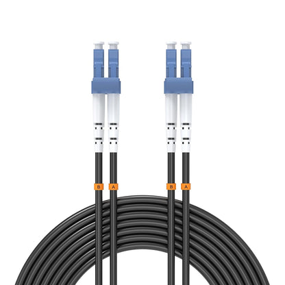 Buacoz 200 Meters LC to LC UPC Outdoor Armored Fiber Patch Cable, 9/125um Single Mode Duplex Fiber Optic Internet Cables, Jumper Optical Patch Cord, (200M/656ft), TPU Black