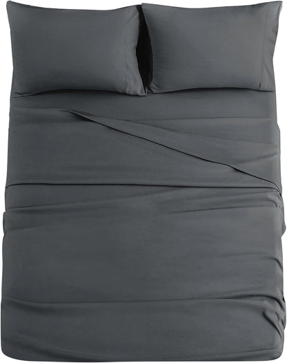 JOLLYVOGUE Queen Size Bed Sheet Set - 4 Piece Bed Sheets Set with Deep Pocket - Soft Breathable & Cooling - Resists Shrinkage & Fading Draps Queen - Easy Care (Dark Grey)