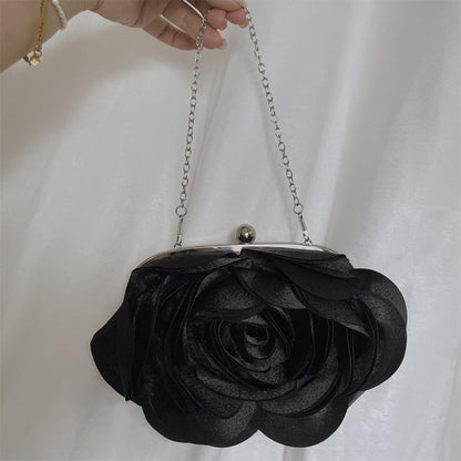 JAMBHALA Mini Women Rose Clutch Bags Evening Handbag with Detachable Chain for Wedding Party