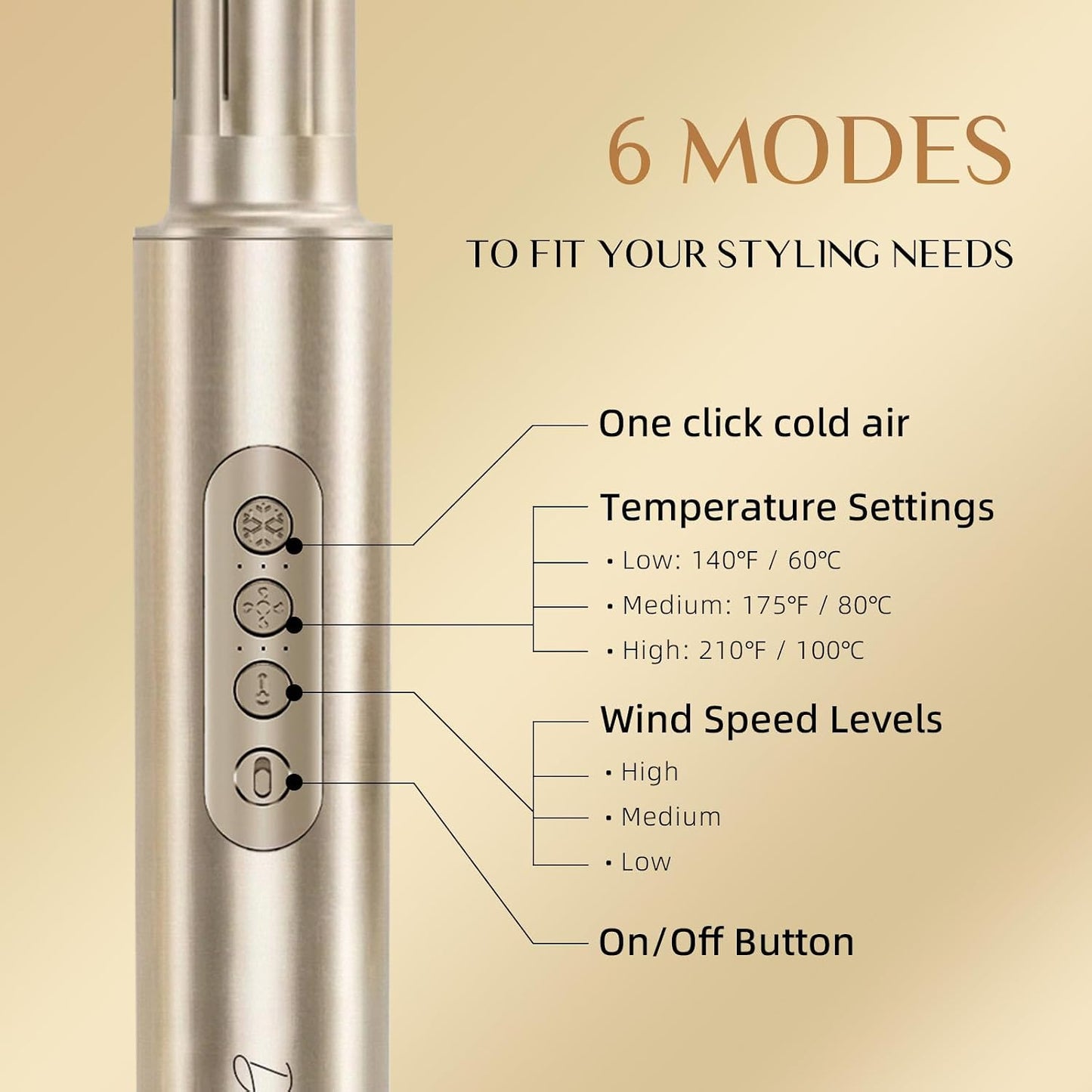 DORISILK 8 in 1 Hair Styler & Blow Dryer Brush Hair Dryer 110,000 RPM High-Speed, Ionic Hot Brush Styler Auto Wrap Curlers, Frizz-free for Fast Drying Straightening Curling Volumizing, Champagne Gold