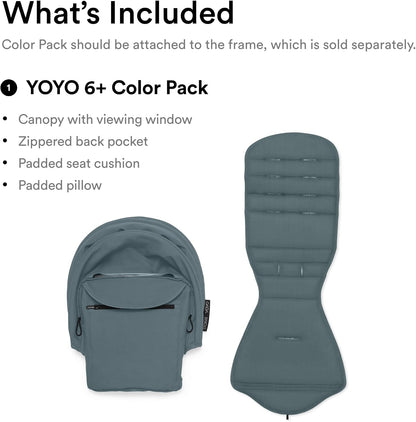 Stokke YOYO 6+ Color Pack, Aqua - Textiles Only: Seat Pad, Extendable Canopy & Zipped Back Pocket - Requires YOYO3 Frame (Sold Separately)