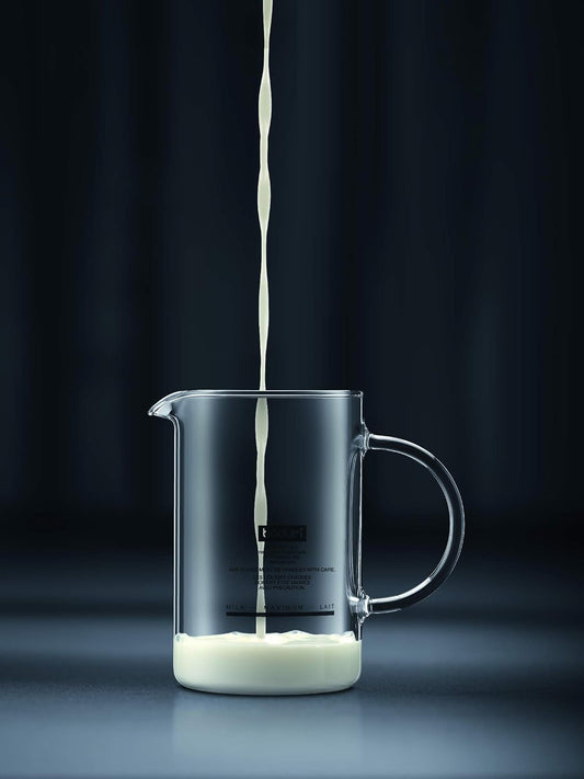 Bodum 1446-01US4 Latteo Milk Frother with Glass Handle, 8-Ounce, Black - PuriLite