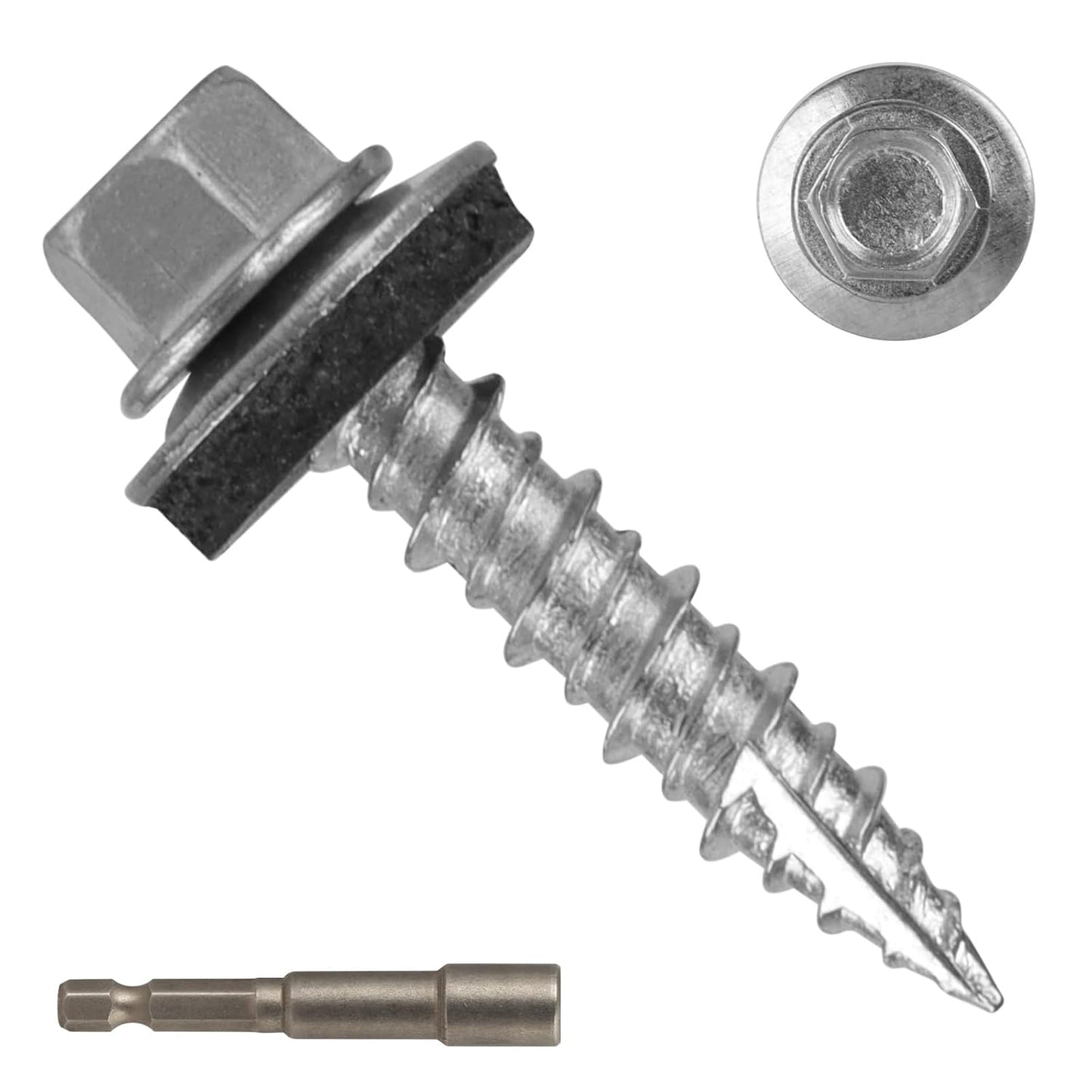 AOKLIT Hex Head Roofing Screws #10 × 1 Inch, 500Pcs Zinc Plated Self Tapping Metal Roof Screws with Rubber Washers for Metal and Corrugated Roofing Panels (Hex Socket Included)