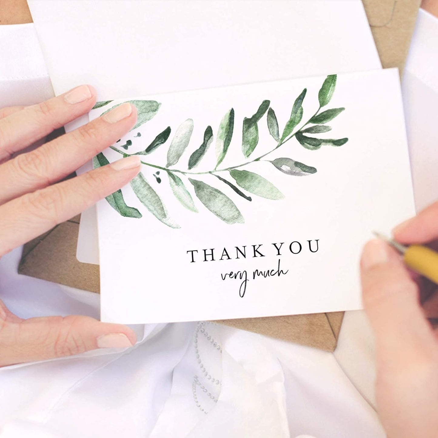 Bliss Collections Thank You Cards - Cards for Weddings, Receptions, Bridal Showers, Baby Showers, Graduations, Special (Rustic Greenery - 25 pieces)