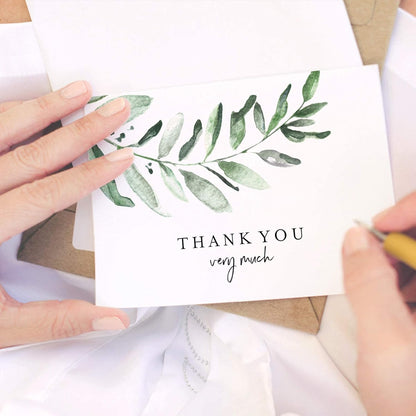 Bliss Collections Thank You Cards - Cards for Weddings, Receptions, Bridal Showers, Baby Showers, Graduations, Special (Rustic Greenery - 25 pieces)