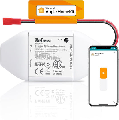 Refoss Smart Wi-Fi Garage Door Opener, Compatible with Apple HomeKit, Siri, Alexa & Google Assistant, Carplay, App Remote Control, Support 2.4GHz WiFi Only