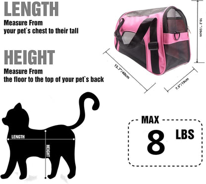 ZaneSun Cat Carrier,Soft-Sided Pet Travel Carrier for Cats,Dogs Puppy Comfort Portable Foldable Pet Bag Airline Approved (Small Rosered)