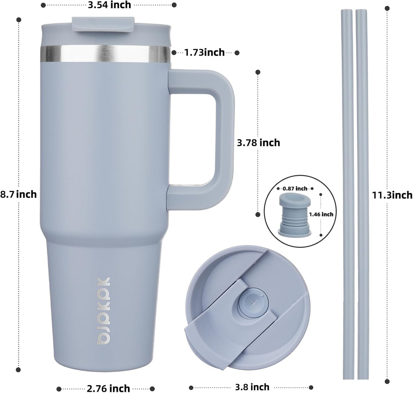 BJPKPK Tumbler with Handle and Straw 30oz Insulated Tumbler Cups with Lid Stainless Steel Travel Coffee Mug,Indigo Black