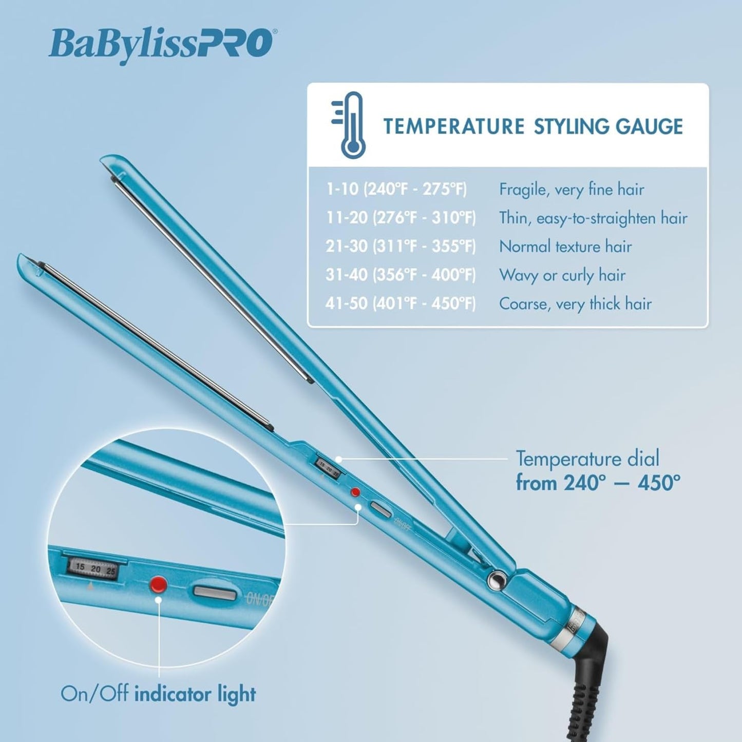 BaBylissPRO Nano Titanium & Ceramic Ultra-Slim Hair Straightener, Extra-Long Dual Voltage Flat Iron with Floating Plates