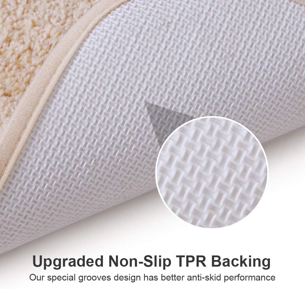 Bathroom Rugs Non-Slip Bath Mat Ultra Soft Absorbent Microfibers Bath Rugs Super Thick Plush Bathroom Runner Machine Washable Bath Mats Carpet for Bathroom Tub Shower Floor (24" x 36",Beige)