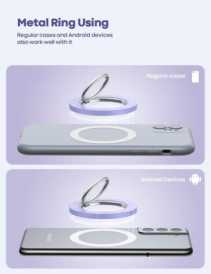 Magnetic Phone Ring Holder for Magsafe - Lamicall 【Wireless Charger Friendly】 Grip Stand, Phone Ring Stand for Magsafe Accessories, Violet