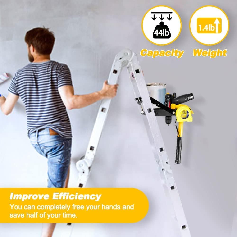 Ladder Platform Project Tray for Pail on Collapsible Ladder Summer, Telescoping Steps Removable Tool Caddy Organizer with Jacks Extension Accessories for Painting, 44 lbs Weight Rating.