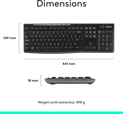 Logitech MK270 Wireless Keyboard and Mouse Combo for Windows, 2.4 GHz Wireless, Compact Mouse, 8 Multimedia and Shortcut Keys, 2-Year Battery Life, for PC, Laptop - Rose