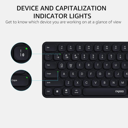 RAPOO Keyboard and Mouse Wireless - 9010M Multi-Device Wireless Keyboard Mouse Combo, 2.4GHz/Bluetooth 5.0/4.0 Wireless Keyboard Mouse Set for Windows/Mac/Linux/Chrome, Support 4 Devices, Silent Click
