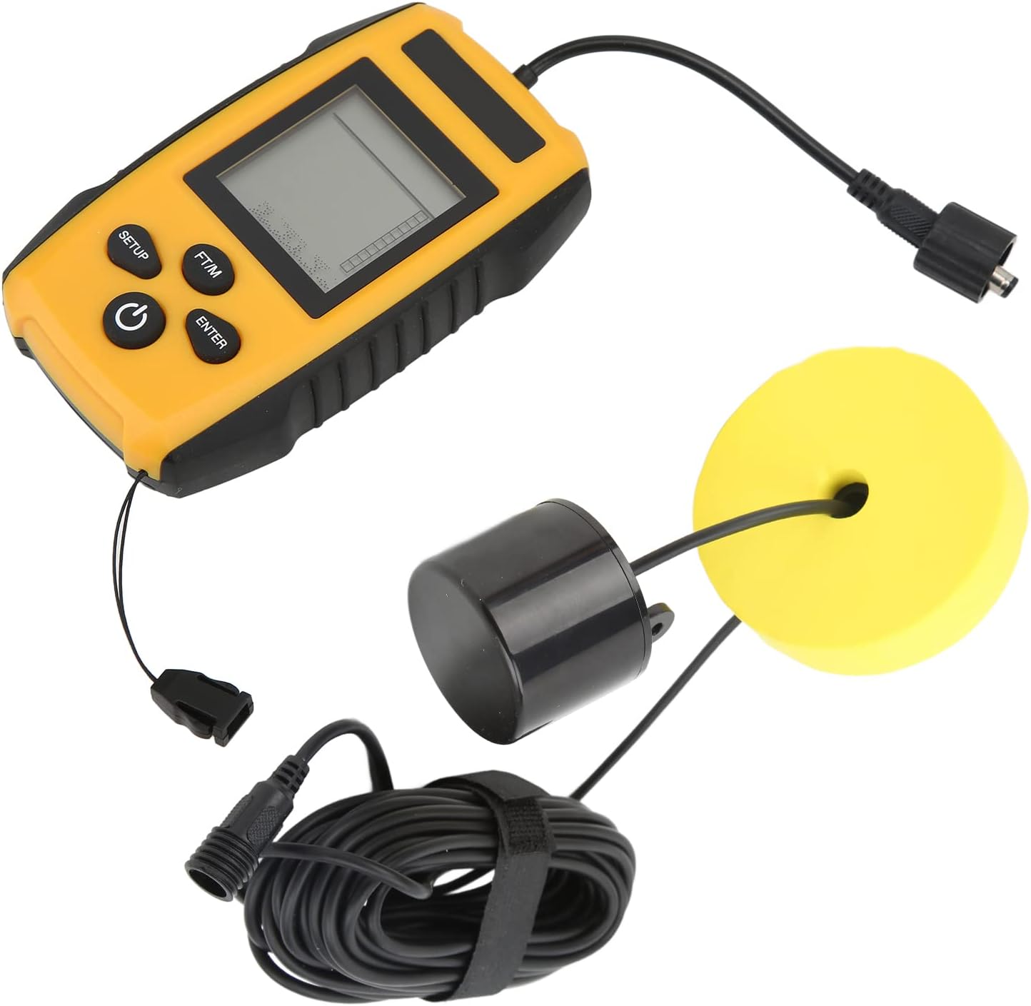 YWBL-WH Depth Finder, Fish Detector for Boat Kayak Fishing, LCD Depth Finder with Backlight