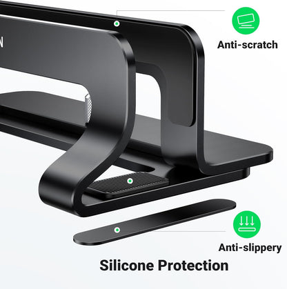 UGREEN Vertical Laptop Stand Holder Mount for Desk, Riser Adjustable Aluminum Compatible with MacBook Pro Air, Ideapad, Surface Book, Chromebook Up to 15.6inch, Grey