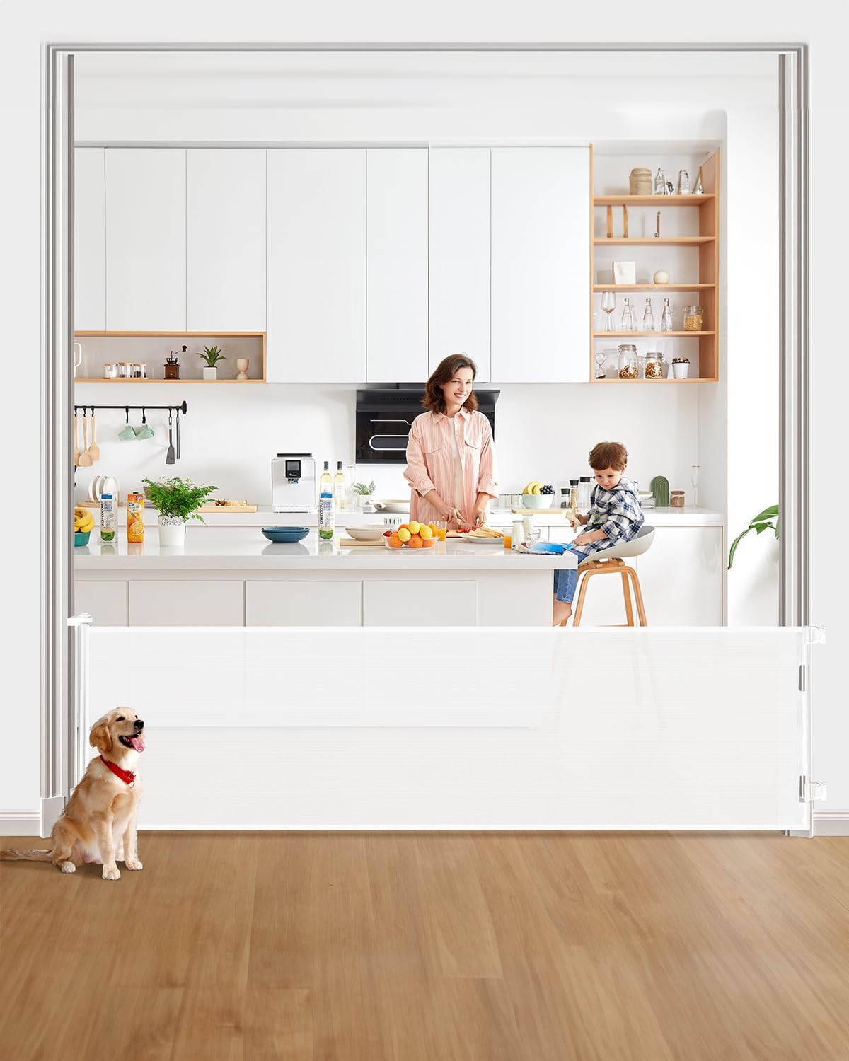 DEAR LOV Retractable Baby Gate, 33" Tall, Extends up to 71" Wide,Safety Mesh Baby Gate or Dog Gate for Doorways,Stairs,Hallways.Extra Wide Gate,Indoor/Outdoor(33"x71",Grey)