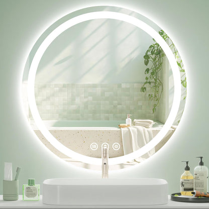 Lmsedf 24" x 32"Rectangle LED Bathroom Mirror with Lights, Backlit & Front Lighted, Wall-Mounted Vanity Mirror 3000K/4000K/6000K, Memory Functions, Anti-Fog, Dimmable Smart Mirror