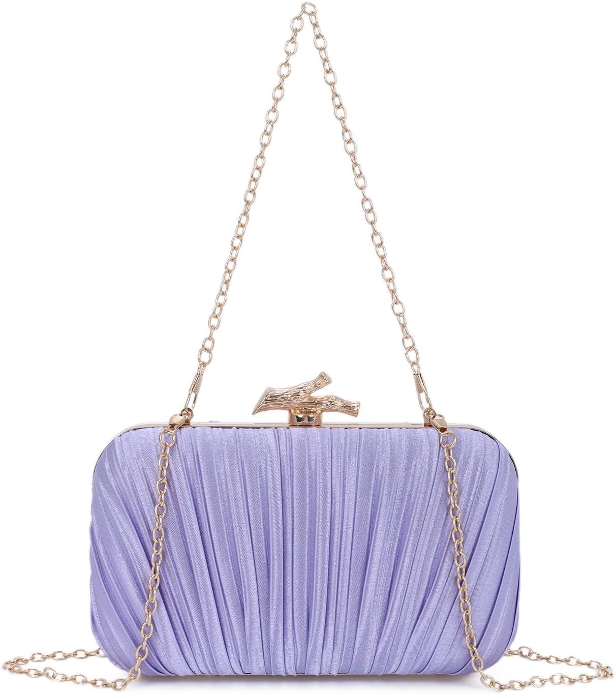 Clutch Purses for Women Evening Bag Pleated Clutch Bag with Chain Party Purses Handbag for Cocktail/Prom/Party/Wedding/Formal