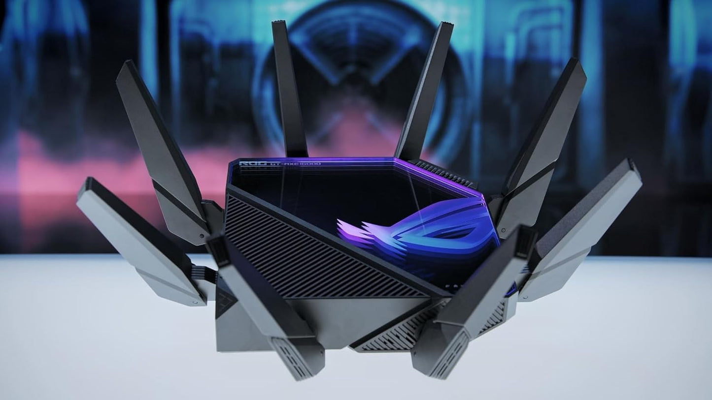 ASUS ROG Rapture WiFi 6E Gaming Router (GT-AXE16000) - Quad-Band, 6 GHz Ready, Dual 10G Ports, 2.5G WAN Port, AiMesh Support, Triple-Level Game Acceleration, Lifetime Internet Security, Instant Guard