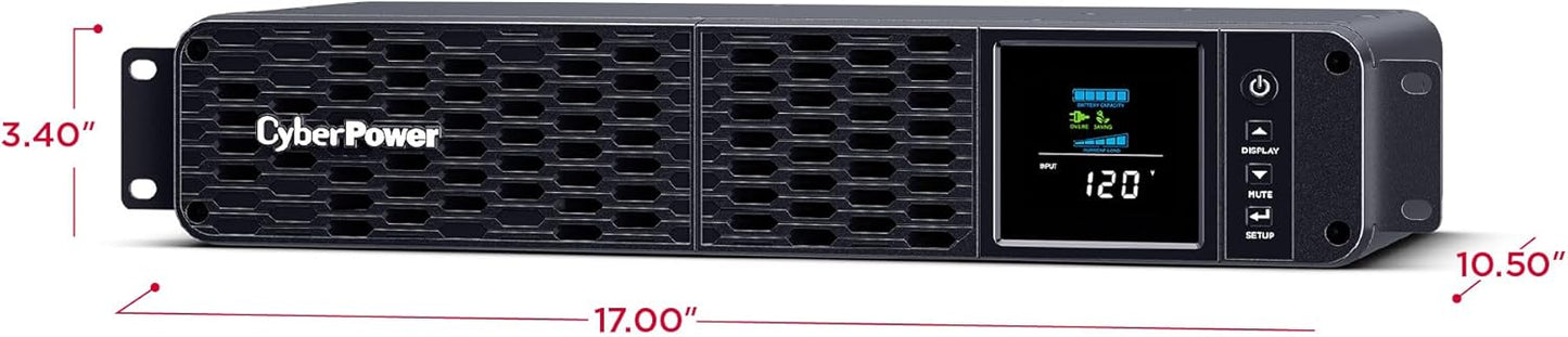 CyberPower CP1500PFCLCD PFC Sinewave UPS System, 1500VA/1000W, 12 Outlets, AVR, Mini Tower, Black