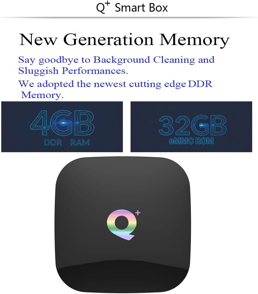 Android 10.0 TV Box with 4GB RAM 32GB ROM Q Box Quad Core Cortex-A53 QPLUS Android TV Box Supporting 4K2K