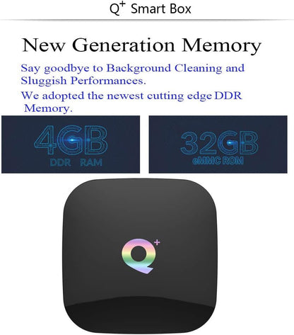 Android 10.0 TV Box with 4GB RAM 32GB ROM Q Box Quad Core Cortex-A53 QPLUS Android TV Box Supporting 4K2K